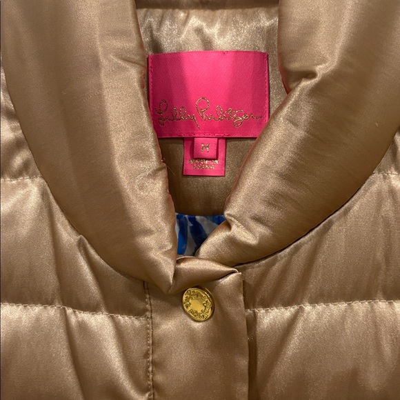 Lilly Pulitzer Gold Puffer Vest - Picture 2 of 8